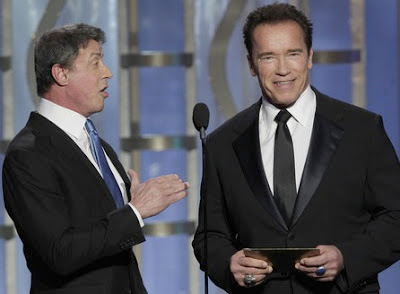 Arnold Schwarzenegger, Sylvester Stallone,Golden Globes, Expendables, Rocky, Rambo, Terminator